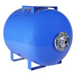 Vas de expansiune orizontal Wassertechnik WTH80HBLUE, apa rece, volum 80 l, presiune max.10 bari, cu suport