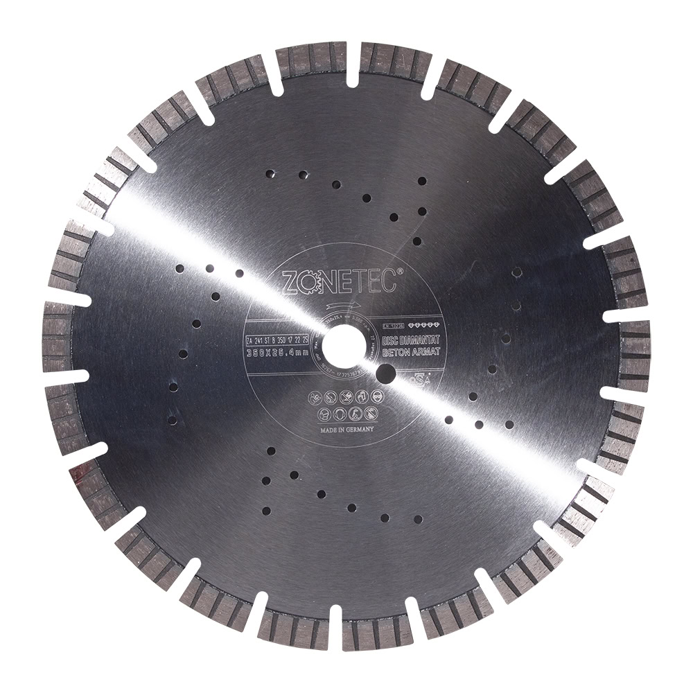 Disc diamantat Zonetec ZA241STB350172225, pentru beton armat, taiere segmentata, 350x25.4x17 mm 1 Disc diamantat Zonetec ZA241STB350172225, pentru beton armat, taiere segmentata, 350x25.4x17 mm