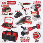 R20 Set 3 Unelte 5Ah + 4 accesorii si geanta RDP-BXS3