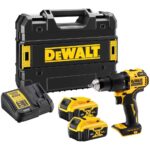 Masina de insurubat si gaurit cu percutie Dewalt DCD709P2T, max 65 Nm, cu 2 acumulatori XR 18V/5.0Ah si incarcator in valiza de transport