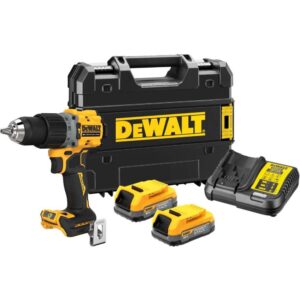 Masina compacta de insurubat si gaurit cu percutie DeWalt DCD805E2T, cu 2 acumulatori POWERSTACK 18V / 1,7Ah si incarcator in valiza TSTAK