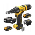 Pistol pentru nituit DeWalt DCF403D2GT, nituri Ø 2.4 / 3.2 / 4.0 / 4.8 mm, cu 2 acumulatori XR 18V / 2.0Ah tip G si incarcator in valiza TSTAK