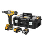 Pistol pentru nituit DeWalt DCF414E2GT, nituri Ø 4.8 / 6.0 / 6.4 mm, cu 2 acumulatori Powerstack XR 18V/1.7Ah tip G si incarcator in valiza TSTAK