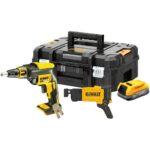 Masina de insurubat pentru gips-carton Dewalt DCF620E1K, cu 1 acumulator POWERSTACK 18V / 1.7 Ah, magazie suruburi si valiza de transport
