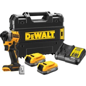 Masina de insurubat cu impact Dewalt DCF850E2T, cuplu max 205 Nm, 2 acumulatori POWERSTACK 18V / 1.7Ah, incarcator, valiza TSTAK
