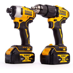 Set combo DeWalt DCK2062M2T, motor fara perii: bormasina 18V DCD709, surubelnita cu impact 18V DCF809, 2 acumulatori 4Ah, incarcator, valiza TSTAK