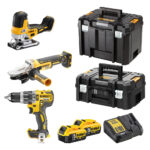 Set 3 masini DeWalt DCK329P2T, cu 2 acumulatori XR 18V / 5.0Ah si incarcator in valize TSTAK