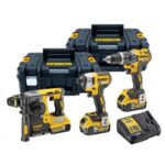Set DeWalt DCK368P3T: rotopercutor DCH273 + bormasina percutie DCD796 + surubelnita impact DCF887, 3 acumulatori 18V 5Ah, incarcator, 2 cutii TSTAK II