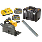 Fierastrau circular Dewalt DCS520T2R, cu acumulator 54 V Li-Ion XR 6.0 Ah, ghidaj, in valiza TSTAK, cu sina de ghidare