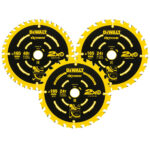 Set 3 discuri Dewalt DT10397 pentru fierastrau circular, D 165 x 20 x 1.65 mm, 24 / 40 dinti, seria Dewalt Extreme