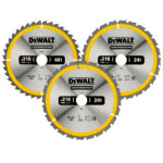 Set 3 discuri Dewalt DT1962 pentru fierastrau circular, D 216 x 30 x 2.6 mm, 24 / 40 dinti, seria Dewalt Construction