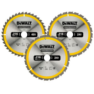 Set 3 discuri Dewalt DT1962 pentru fierastrau circular, D 216 x 30 x 2.6 mm, 24 / 40 dinti, seria Dewalt Construction