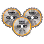 Set 3 discuri Dewalt DT1963 pentru fierastrau circular, D 250 x 30 x 3.0 mm, 24 / 48 dinti, seria Dewalt Construction