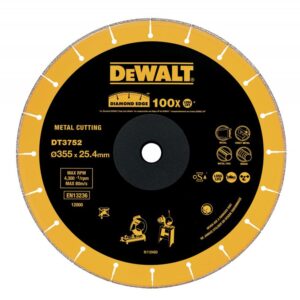Disc diamantat Dewalt DT3752 pentru debitat metal, D 355x25.4x1.6 mm